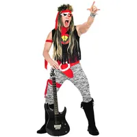W WIDMANN MILANO Party Fashion - 80er Jahre Rockstar Kostüm Herren mit Shirt, Hose, Gürtel & Bändern für Karneval & Party