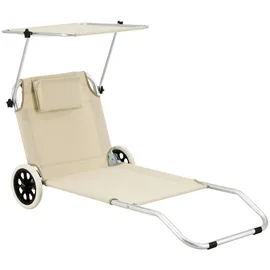 [en.casa] Lazkano Sonnenliege 150 x 60 x 52,5 cm Beige