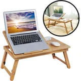Laptoptisch aus Bambusholz - Höhenverstellbar, kippbar und faltbar - Nachttisch für Laptop, Buch, Tablet - Frühstück am Bett / Nachttisch - Dec...