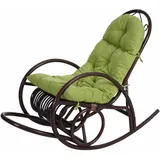 Mendler Schaukelstuhl HWC-C40 Rattansessel 58 x 110 x 58 cm Braun mit Kissen