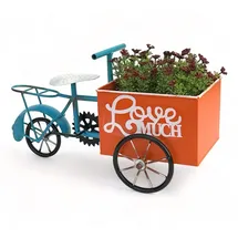 DanDiBo Ambiente Blumenfahrrad Metall 46 x 24,5 x 21 cm Blau/Orange