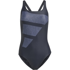 adidas Damen Swimsuit Big Bars Suit, Black/Silver Violet/White, HR4381, 30