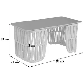 MCW Loungetisch Gartentisch 90 x 45 x 43 cm Grün/Weiß