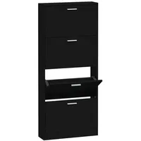 VidaXL Schuhschrank Schwarz 59x17x150 cm Holzwerkstoff