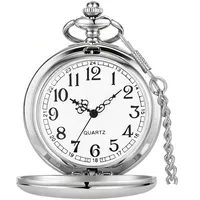 Tiong Klassische Quarz-Taschenuhr aus glattem Stahl mit römischen Ziffern für Herren und Damen, Taschenuhren, Anhänger, Vatertags-Geburtstagsgeschenk, 46 Silber, Klassisch CF3046-Silver