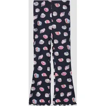 s.Oliver Gerippte Leggings mit Flared Leg und All-over-Print - blau - 128