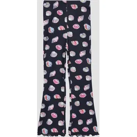 s.Oliver Gerippte Leggings mit Flared Leg und All-over-Print - blau - 128