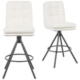 dubi möbel 2er Set Barhocker Höhenverstellbar, 360° drehbar, Barstuhl mit Rückenlehne, doppelt gepolsterter Sitz & Rückenpolster, Stoff Creme, stabiles 4-Fuß Metallgestell in Schwarz, Modell Tayo