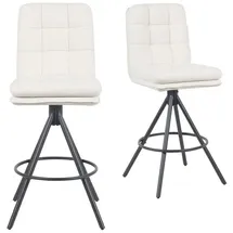 dubi möbel 2er Set Barhocker Höhenverstellbar, 360° drehbar, Barstuhl mit Rückenlehne, doppelt gepolsterter Sitz & Rückenpolster, Stoff Creme, stabiles 4-Fuß Metallgestell in Schwarz, Modell Tayo