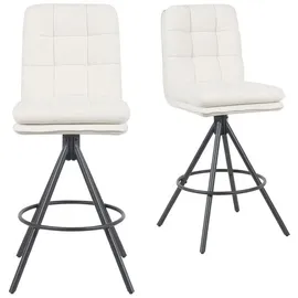 dubi möbel 2er Set Barhocker Höhenverstellbar, 360° drehbar, Barstuhl mit Rückenlehne, doppelt gepolsterter Sitz & Rückenpolster, Stoff Creme, stabiles 4-Fuß Metallgestell in Schwarz, Modell Tayo