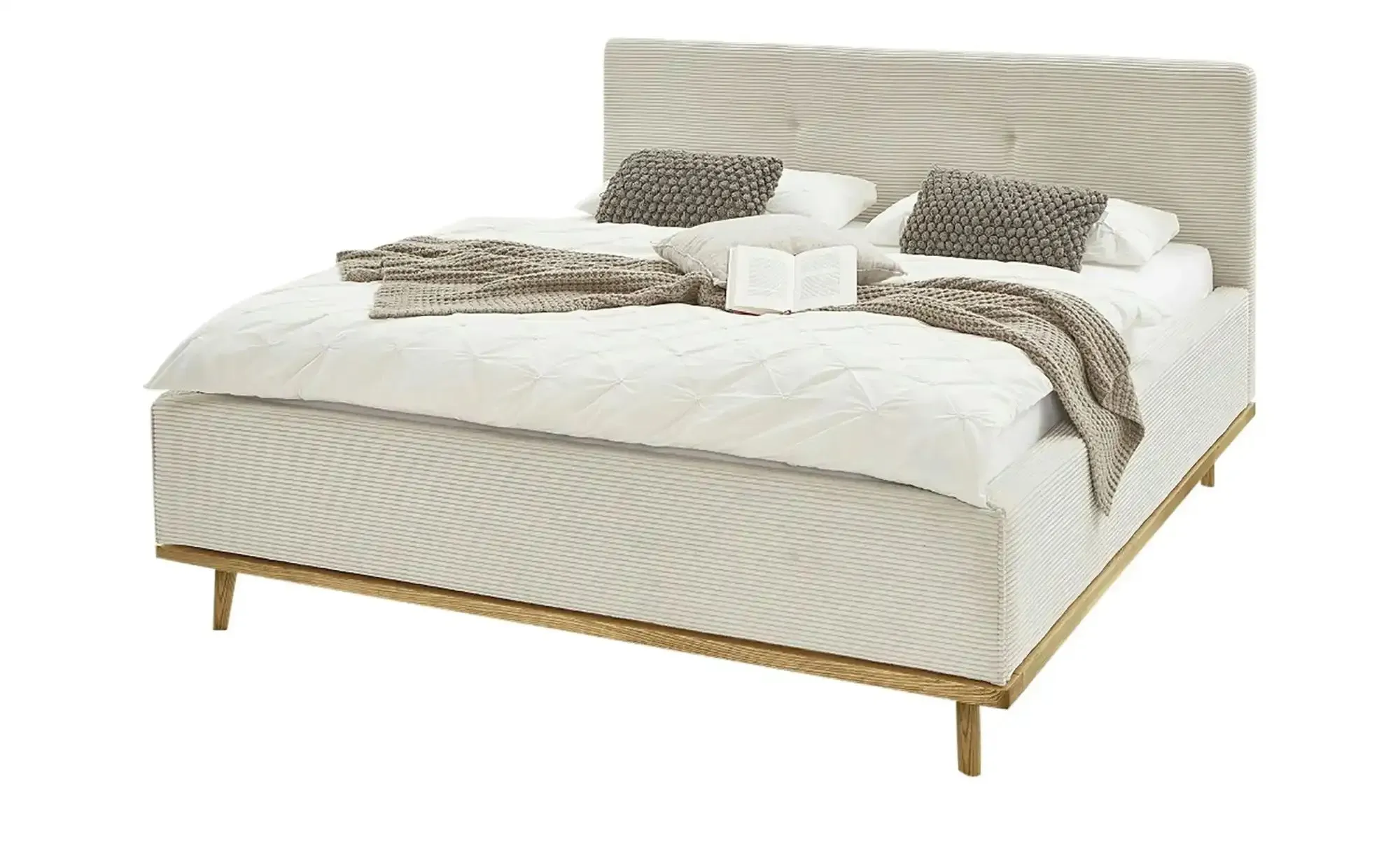 Musterring Polsterbett mit Bettkasten Delphi Cord ¦ beige ¦ Maße (cm): B: 198 H: 118