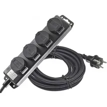 ChiliTec Steckdosenleiste 10 m Schwarz 4 St.