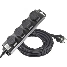 ChiliTec Steckdosenleiste 10 m Schwarz 4 St.