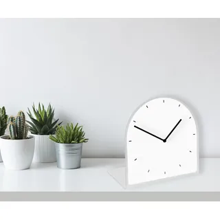 Queence Tischuhr Helene Tisch, Uhr, modern, geräuschlos weiß