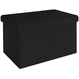 Intirilife Faltbare Sitzbank 49x30x30 cm in PIANO SCHWARZ - Sitzwürfel mit Deckel und Stauraum aus Stoff mit Mulden - Sitzcube Fußablage klappbare Aufbewahrungsbox Truhe Sitzhocker