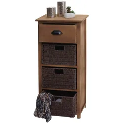 Kommode MCW-K84 mit Körben, Schrank Schubladenschrank, Holz 83x40x29cm ~ dunkelbraun, Körbe dunkelbraun