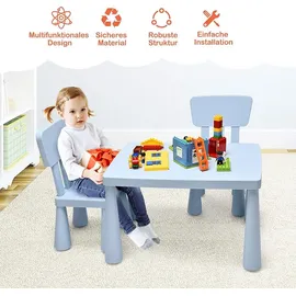 Costway Kindersitzgruppe 3 tlg. Kunststoff blau/weiß