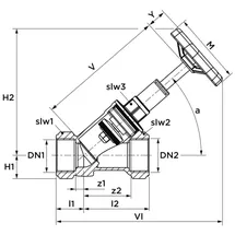 aalberts SEPP DIN-Basis Freistromventil 0048915 DN 32 x Rp 1 1/4, steigende Spindel, ohne Entleerung, Messing