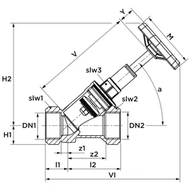 aalberts SEPP DIN-Basis Freistromventil 0048915 DN 32 x Rp 1 1/4, steigende Spindel, ohne Entleerung, Messing