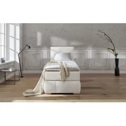 Boxspringbett "Wehma", beige (natur), B:110cm L:213cm, Struktur fein (100% Polyester), GUIDO MARIA KRETSCHMER HOME & LIVING, Komplettbetten, Boxspringbett, inkl. Topper in 3 verschiedenen Matratzen, auch in Samtstoff