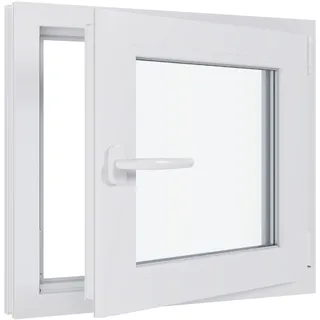 Kunststofffenster Kellerfenster Fenster - 3-fach Verglasung - weiß/weiß - 500x500 mm DIN Links