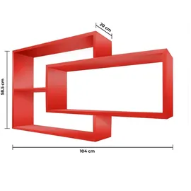Coemo Wandregal KARO 104 x 20 x 59 cm Rot