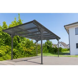 Westmann Aluminium Flachdach Carport Helsinki 15 m2 anthrazit inkl. Regenrinne