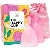 HAWWWY Premium Soft Menstrual Cup- 2 Packs - Most Comfortable, Soft, Reusable, 12 Hours Endurance & Eco-Friendly - Active Cups, Smooth Grip - Tampon & Pad Alternative - 2 Small (Pink)