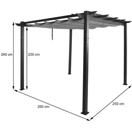 MCW Pavillon Garten, stabiles 8cm-Gestell Schiebedach UV50+ 3x3m ~ anthrazit