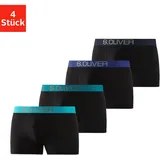 s.Oliver Boxer "Boxershorts für Herren", Herren, Gr. S, 4 Stk., bunt (schwarz, türkis, schwarz, hellblau, schwarz, marine, schwarz, royalblau), Jersey, Obermaterial: 92% Baumwolle, 8% Elasthan (LYCRA), unifarben, körpernah, Unterhosen, mit kontrastfarbenem Webbund