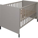 Mäusbacher Babybett, Metallfüße, Metallgriffe, grau