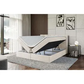altdecor Boxspringbett mit H3 Matratze und Topper - 120 x 200 cm - MILTIO - Taupe Samt - Polsterbett mit Bettkasten und Lattenrost, Bett mit Stauraum - Taupe