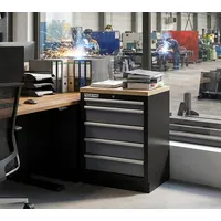 feistos Schubladenschrank 5 Schubladen Metall schwarz mit Arbeitsplatte