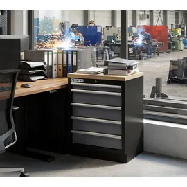 feistos Schubladenschrank 5 Schubladen Metall schwarz mit Arbeitsplatte