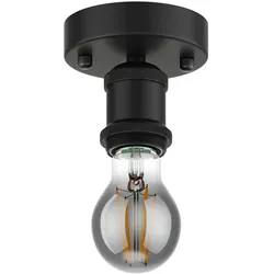 ledscom.de Vintage Lampen-Fassung RETRA, schwarz, rund + LED Lampe 370lm, extra-warmweiß