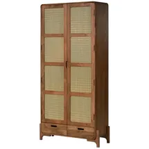 MASSIVMOEBEL24.DE Schrank Mango/seegras 100x40x200 hellbraun lackiert MIZUMI 110