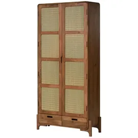 MASSIVMOEBEL24.DE Schrank Mango/seegras 100x40x200 hellbraun lackiert MIZUMI 110