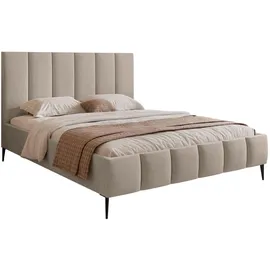 Selsey Polsterbett 140x200 cm, mit Bettkasten und Lattenrost, graubeige