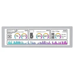 Waveshare 8,8 Zoll USB Monitor, Sekundärbildschirm, USB Type-C, Musik-Spektrumanalyse, silber