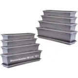 2 friends 8er Set Pflanzkübel rechteckig 60 cm Blumenkasten Balkon Blumenkübel Anthrazit