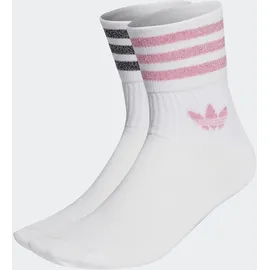 adidas Mid-Cut Glitter Crew Socken 2er Pack Weiß/Pink/Schwarz 40-42