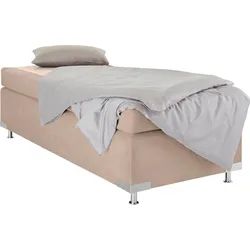 Boxspringbett "Holland", beige (sand), B:102cm L:201cm, Microvelours (100% Polyester), WESTFALIA SCHLAFKOMFORT, Komplettbetten, Boxspringbett, ohne Kopfteil, frei im Raum stellbar, Topseller