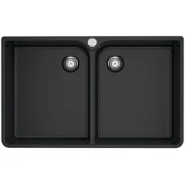 Villeroy & Boch Spülstein Doppelbecken 90 X ebony + Excenterbetätigung