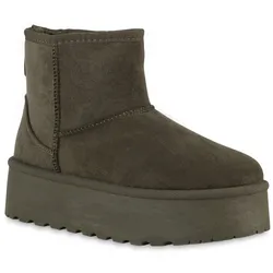 Damen Winter Boots in Olivgrün