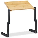 Relaxdays Laptop Ständer Bambus Aluminium, Hellbraun,Schwarz