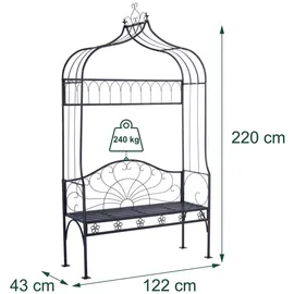 Relaxdays Rosenbogen mit Bank 220 x 122 cm Schwarz
