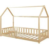 en.casa kids Hausbett Hesel 90 x 200 cm Kiefer naturbelassen beige