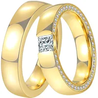 Trauring DOOSTI "Schmuck Geschenk Edelstahl Trauring Ehering Partnerring LIEBE" Gr. 60, gold (gelbgoldfarben), Fingerringe, Damen, 60, ohne Zirkonia, Edelstahl, 5mm, Trauring, wahlweise mit oder ohne Zirkonia