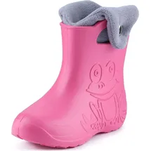 Ladeheid Eva Kinder Jungen Mädchen Gummistiefel Regenschuhe gefüttert Regenstiefel Gummischuhe LA-CA-04 (Rosa/Grau, 22/23 Eu) - 22/23