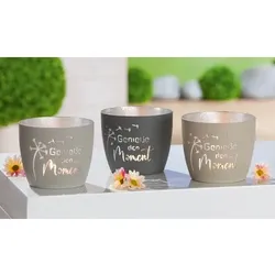 Windlicht Pusteblume Metall beige 9cm